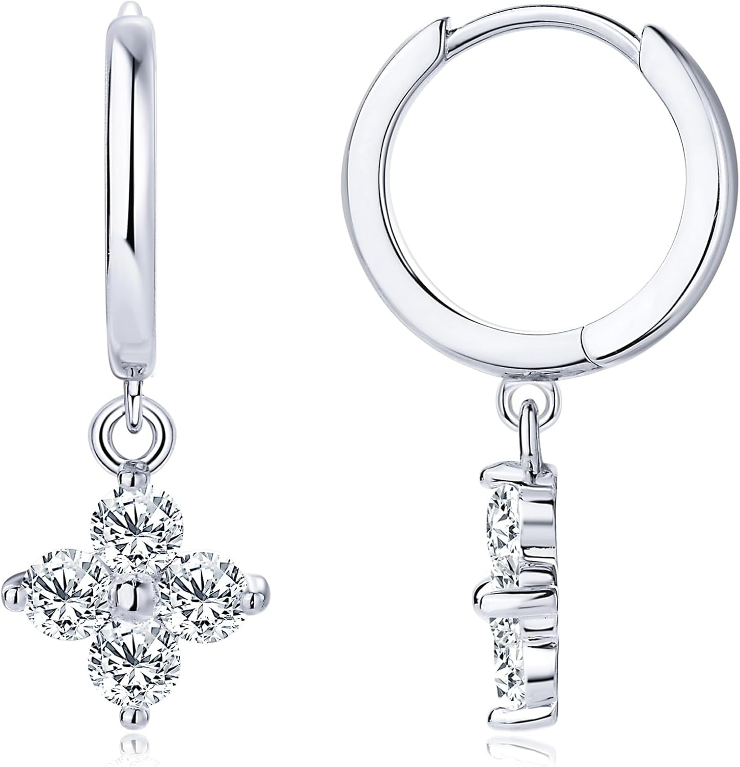 Moissanite Four Leaf Clover Hoop Earrings for Women 925 Sterling Silver 0.8CTTW D Color VVS1 Drop Earring with Certificate