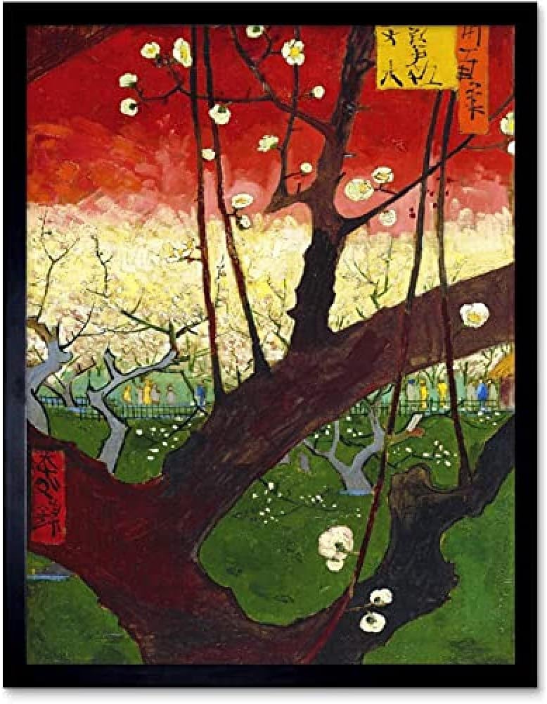Vincent Van Gogh Bloeiende Pruimenboomgaard Naar Hiroshige Art Print Framed Poster Wall Decor 12x16 inch