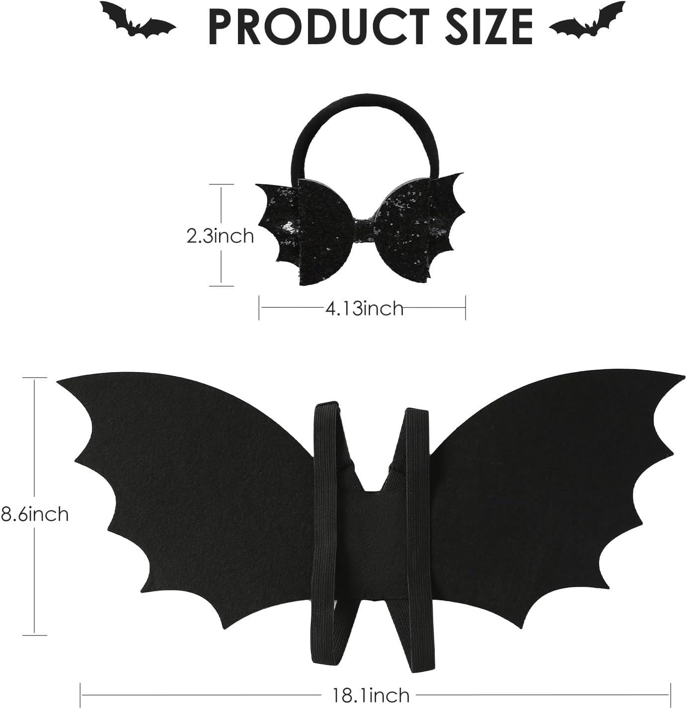 JiaDuo Halloween Bat Costume for Baby Girl Boy Black Wing and Bow Headband Goth Hair Accessories