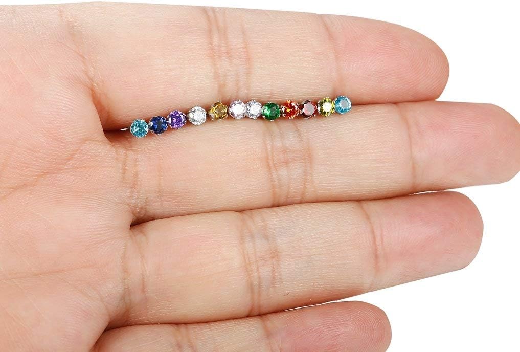 Jstyle Hypoallergenic Stud Earrings for Women Men Surgical Stainless Steel Birthstone Earrings Studs Colorful Cubic Zirconia Earrings Set Womens small Stud Post Earrings for Sensitive Ears