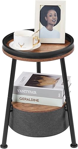 Miniatura 10 de Mesa auxiliar redonda, mesa redonda de sofá de 11.8 x 17.8 pies, mesa redonda pequeña, mesa de centro pequeña, sala de estar, dormitorio