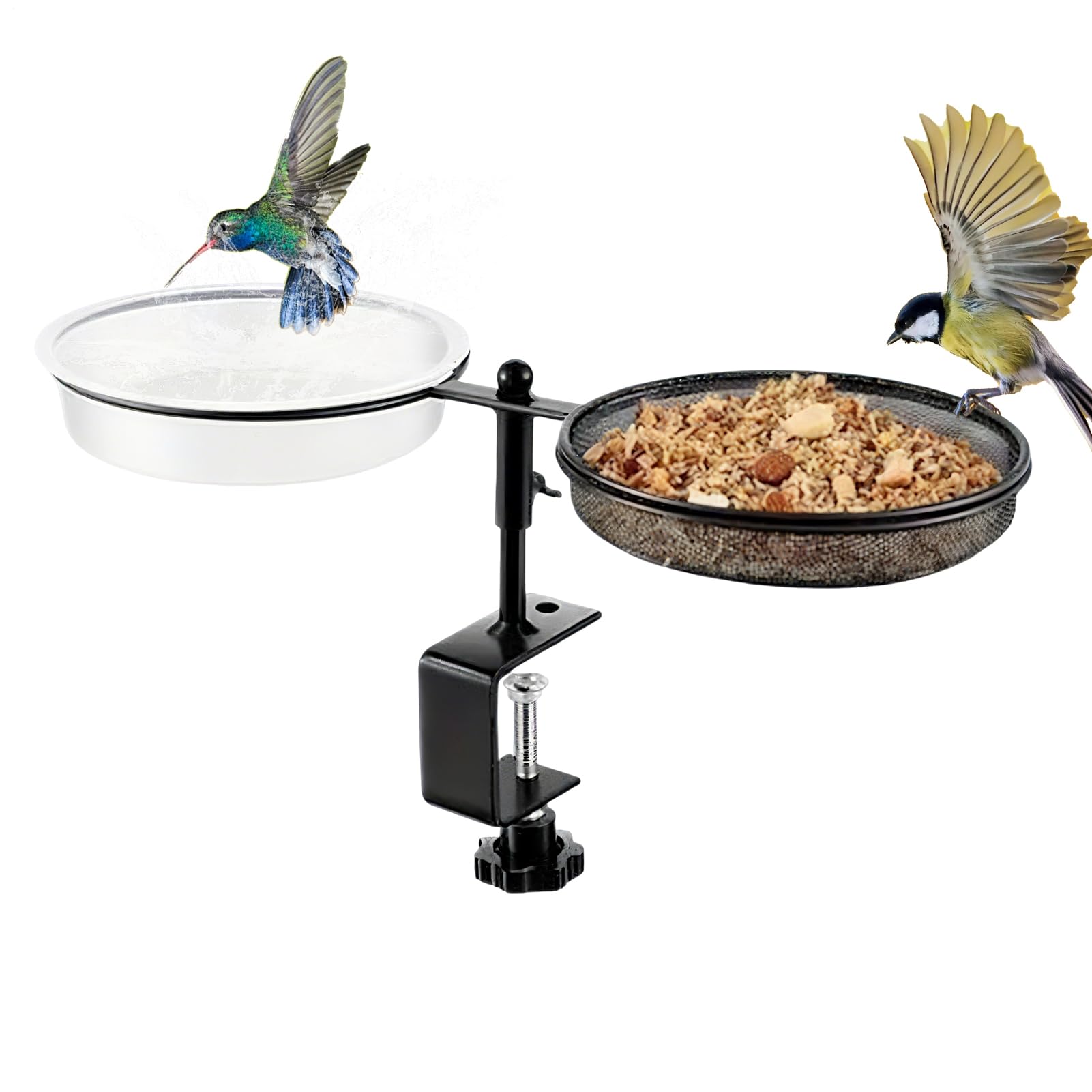 Bebedero para pájaros con soporte de fijación y bandeja de jardín