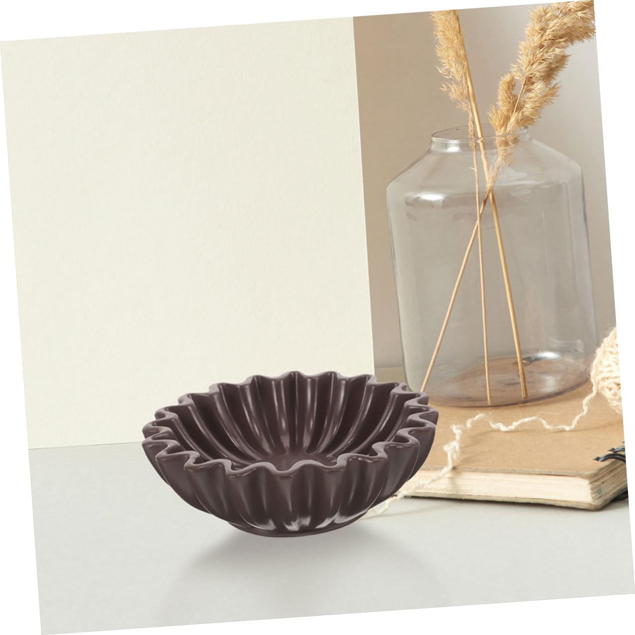 Decorative Bowl with Groove Edge 10-inch Black Key Storage Bowl Jewelry Organizer Candy Dish for Entryway Table Home Décor