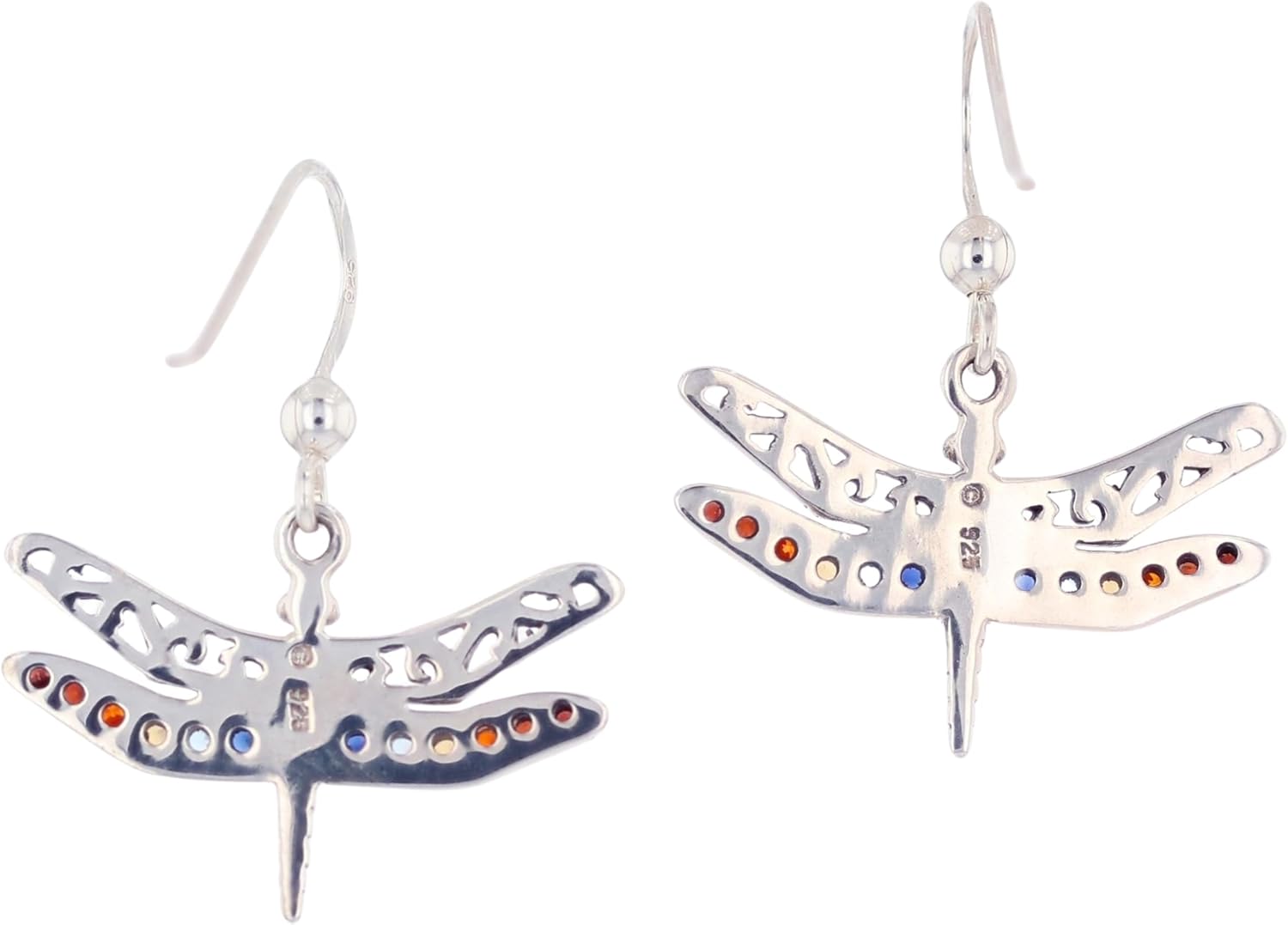 Jewelry Trends Sterling Silver Filigree Wing Dragonfly Dangle Earrings - Image 4