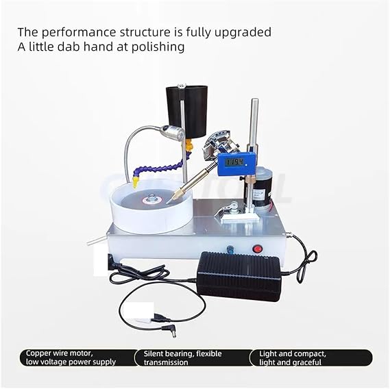 Gemstone Honing Machine Faceted Gem Polishing Machine Jewelry Polisher Flat Grinder Lapidary Machine 2800RPM 120W for Beginners and Pros(Digital Display)