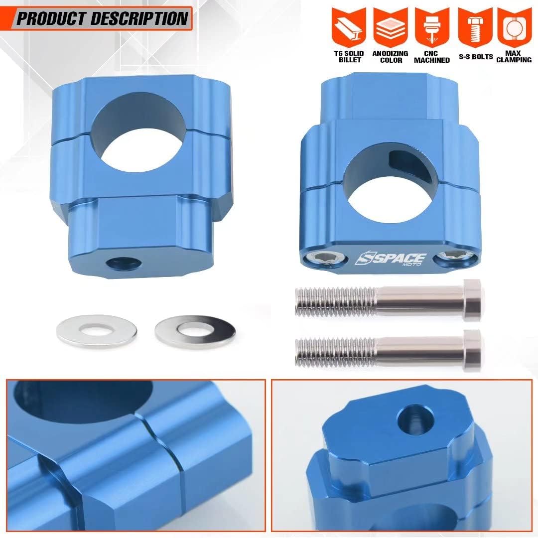 Universal Dirt Bike Handlebar Mounts- Motorcycle Handlebar Riser Mounting Kit 1-1/8" Blue