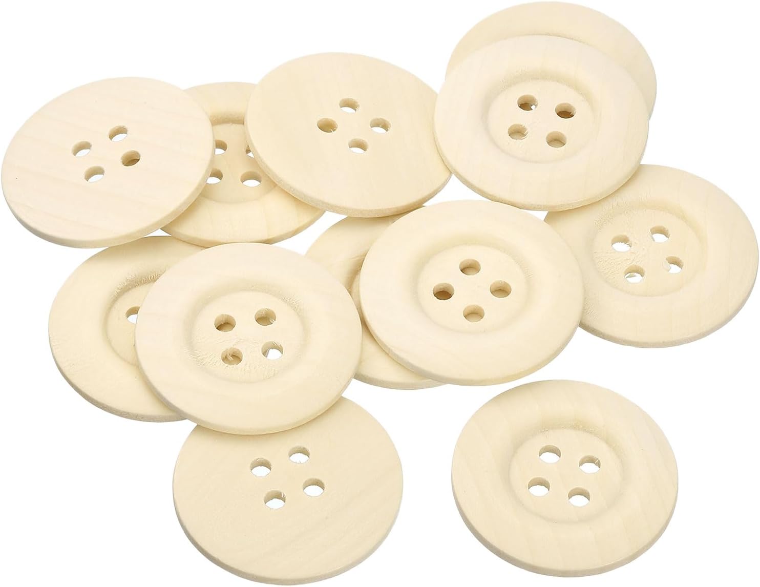 uxcell 30Pcs Large Wooden Buttons, 50mm(2") 4 Hole Round Wood Sewing Button Craft for Sewing DIY Craft Clothing, Black (Pack of 2)