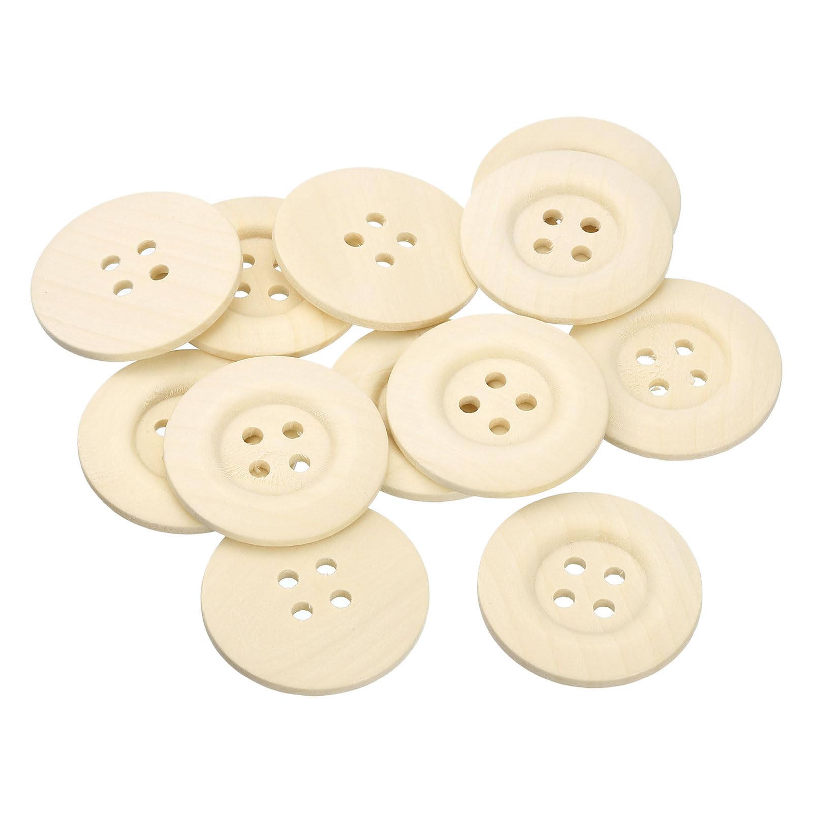 Boutons ronds en bois naturel 50 mm 4 trous mercerie loisirs créatifs couture scrapbooking x20