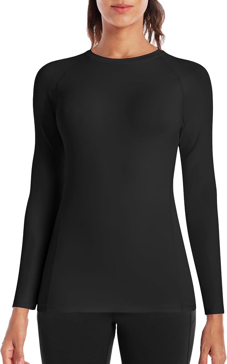 Runhit Camiseta de compresión de manga larga para mujer, camisetas de entrenamiento, capa base atlética, gimnasio, Yoga, correr, equipo deportivo de secado rápido UPF 50+