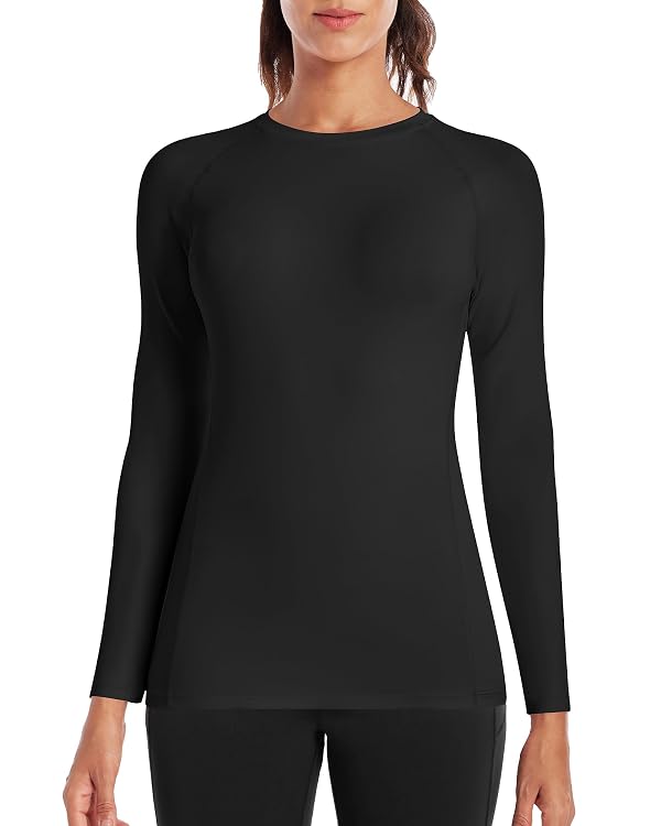 Runhit Women's Compression Shirt Long Sleeve Workout Tops Athletic Base Layer Gym Yoga Running Sports Gear Quick Dry UPF 50+ Black L by Runhit - Used condition - US$11.09