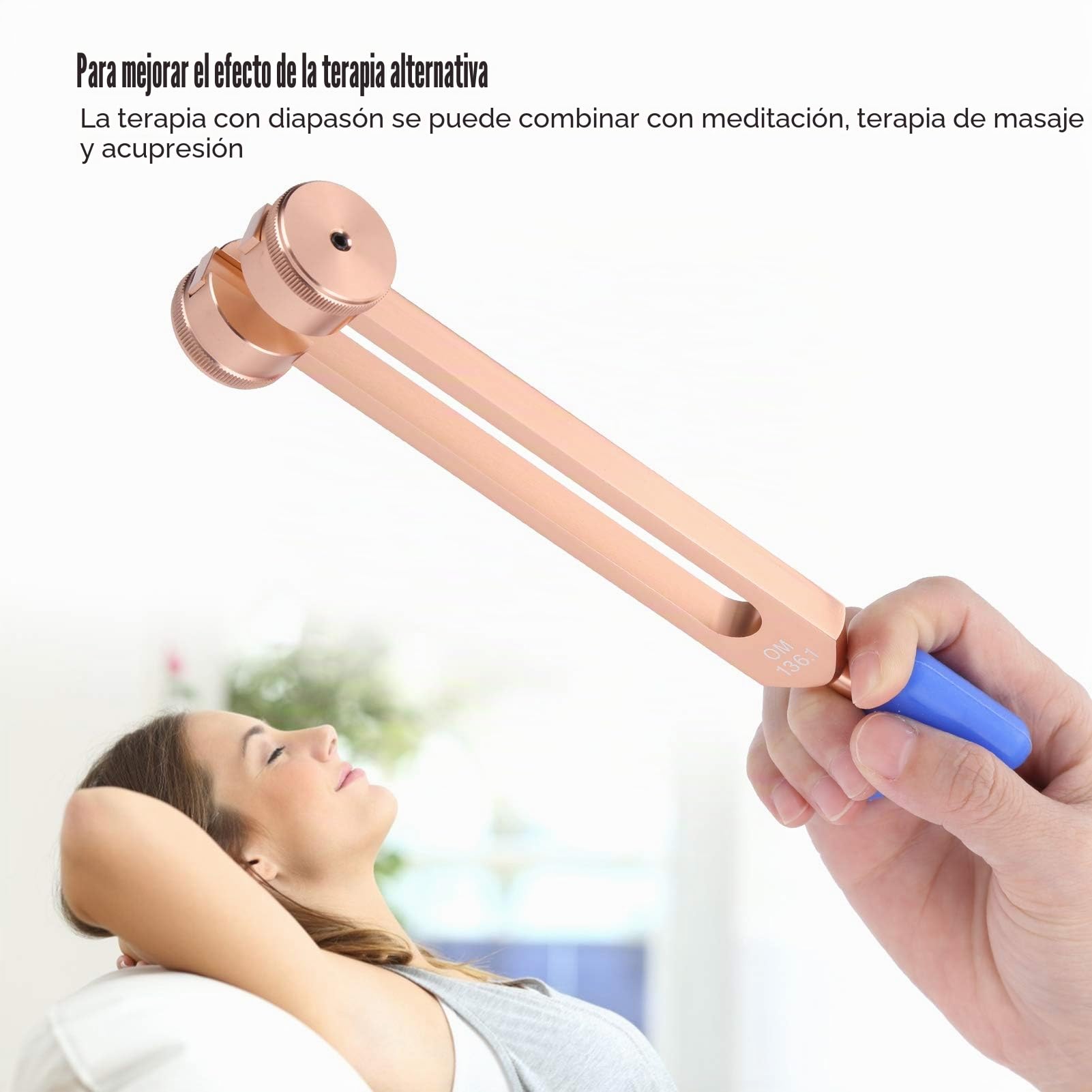 Agatige Juego De Diapasón, OM 136.1Hz Portátil Aleación De Aluminio Sonido Martillo Sanador Y Bolsa De Almacenaje Diapason Terapeutico Kit Completo De Diapasones para Meditación Yoga Y Más(Oro Rosa)