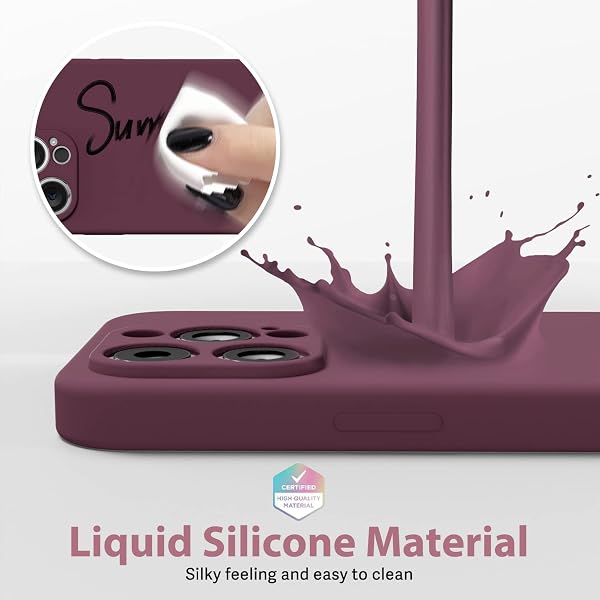 oakxco for iPhone 14 Pro Max Phone Case Liquid Silicone, Cute Thin Slim Soft Rubber TPU Plain Smooth Gel Cover for Women Girl, Matte Solid Protective & Shockproof, Burgundy Plum Wine - 4