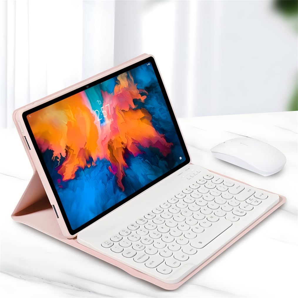 Keyboard Case for Lenovo Tab M10 (3rd Gen) 10.1" 2022 (TB-328F), 7 Color Backlit Bluetooth Keyboard with Mouse,Pink