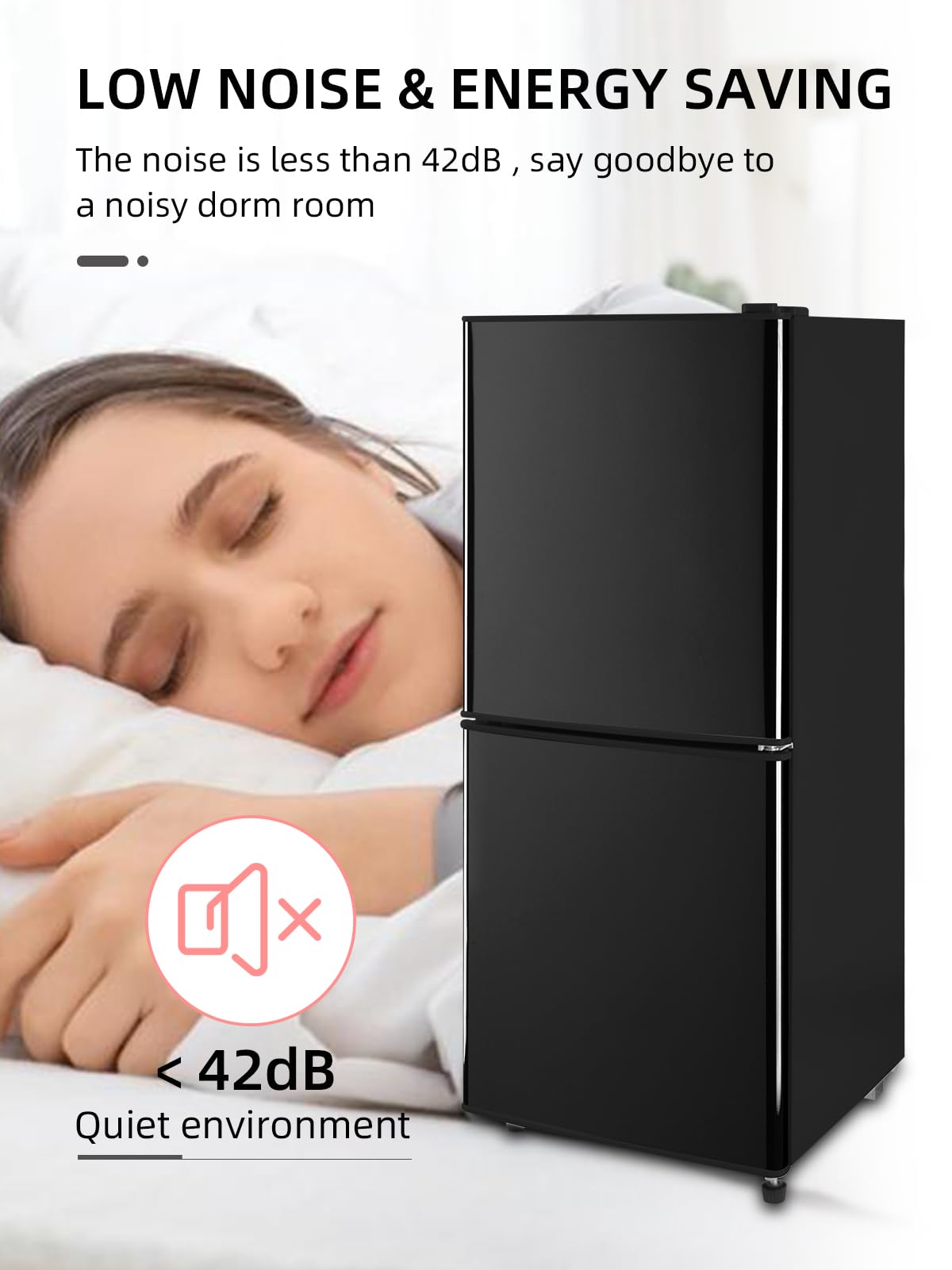 Krib Bling 4.0 Cu.Ft Refrigerator With Freezer, 2 Doors Fridge With Adjustable Thermostat Control, Refrigerator For Kitchen, Dorm, Apartment, Garage, Office, Black on Fridge.com - View 6