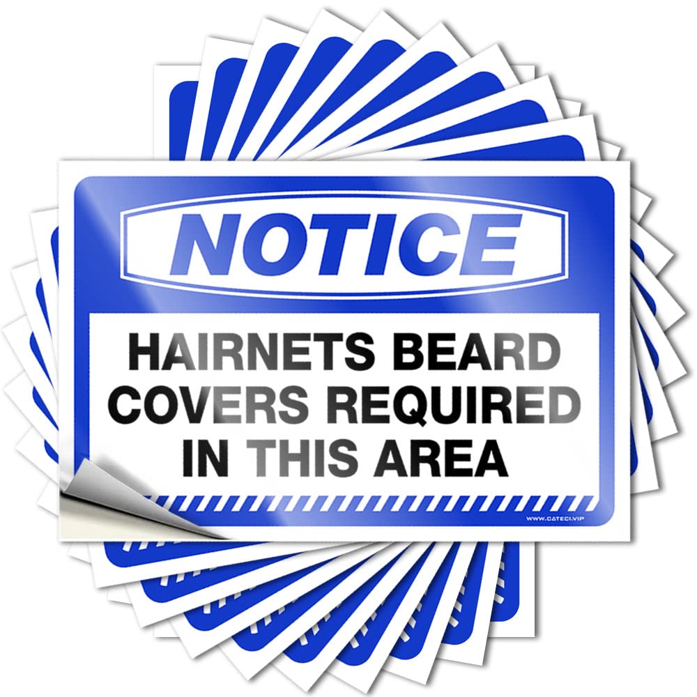 Fzfn Men's Colour Tattoos Bathroom Decor Peel And Stick - Notice Hairnets Beard Covers Required In This Area Window Western Waterproof Vinyl For Man(8X12cm)