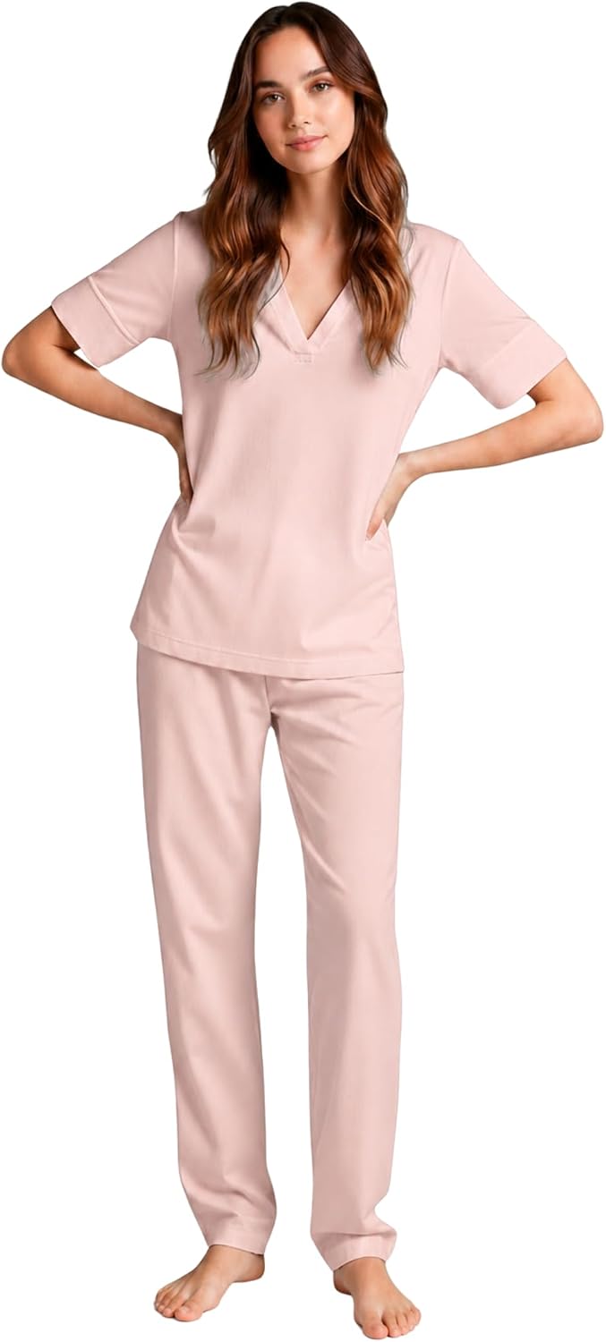 P-Jamas | Pajamas for Women Set Sporty Butterknit Soft Pima 100% Cotton Lounge Set | 2 Piece Women's Pajama Set Short Sleeve