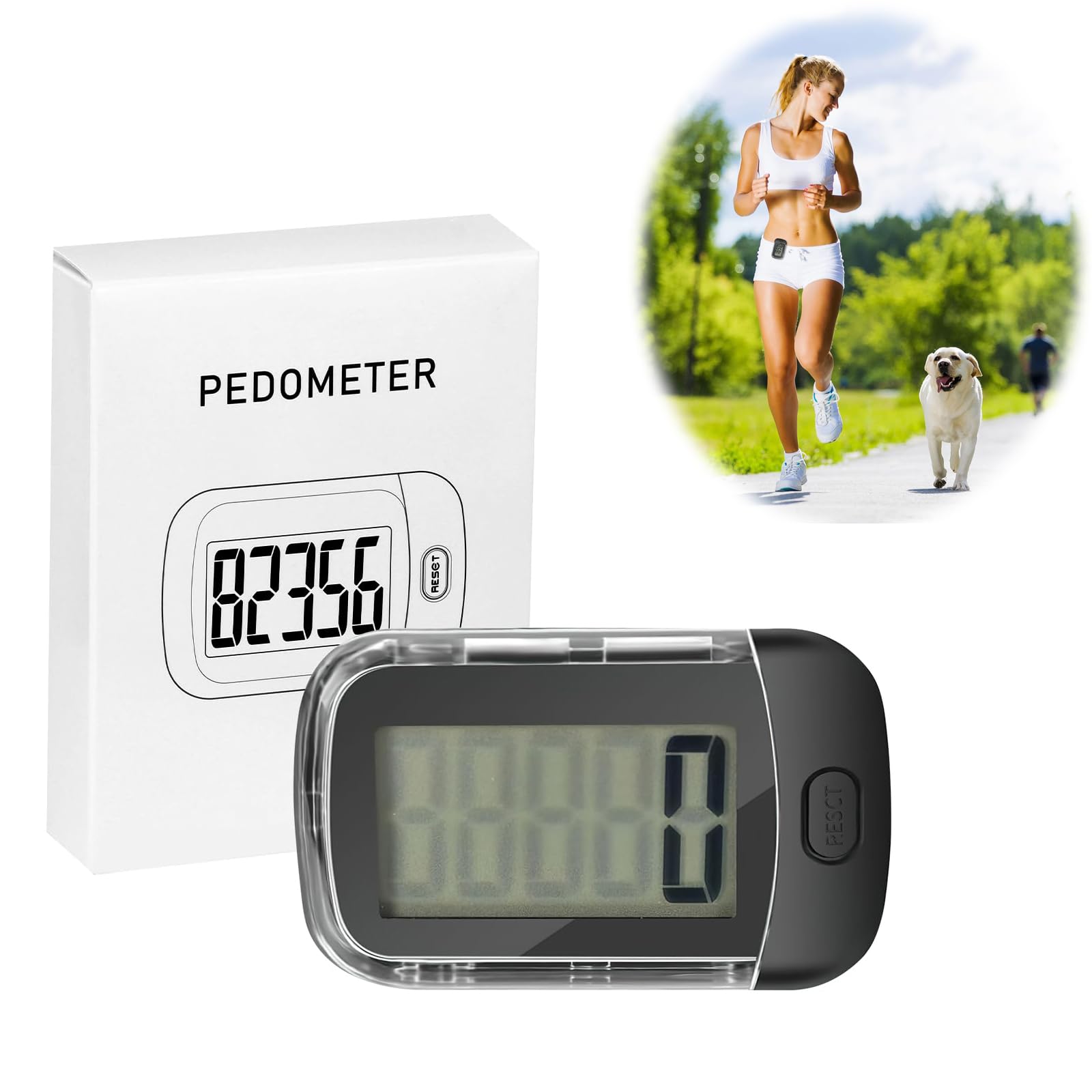 3D Pedometer for Walking, Simple Digital Step Counter with Removable Clip and Lanyard, Accurate Pedometers for Steps Track with Large LCD Display for Men Women Kids Walking Running Hiking Sports