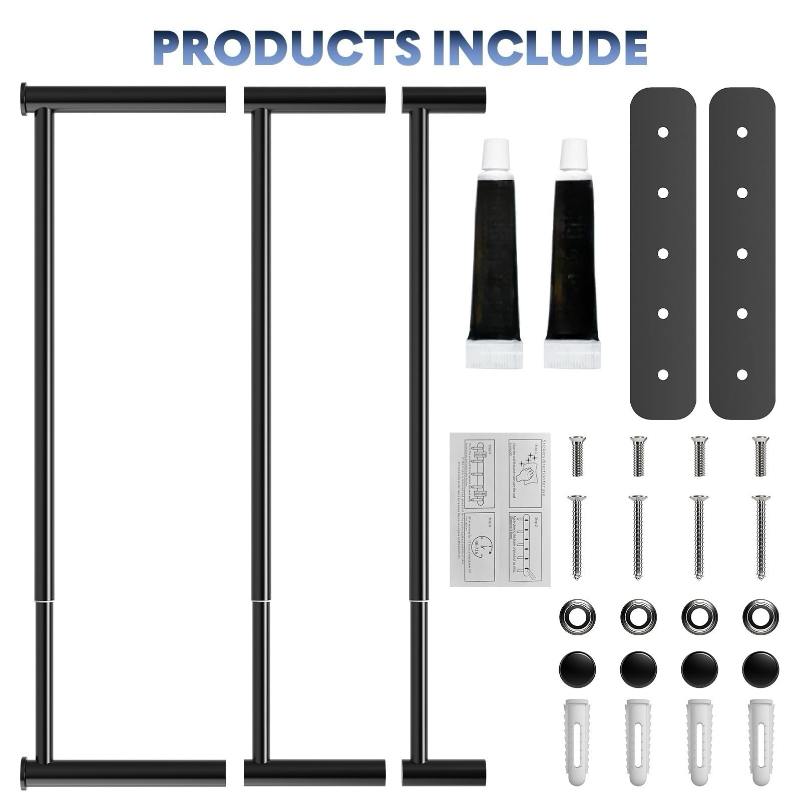 Lannvan Porte Serviette Salle de Bain Extensible 37-70 cm - Murale Acier Inoxydable Sans Forage et Forage 2 Méthodes d'Installation, Noir