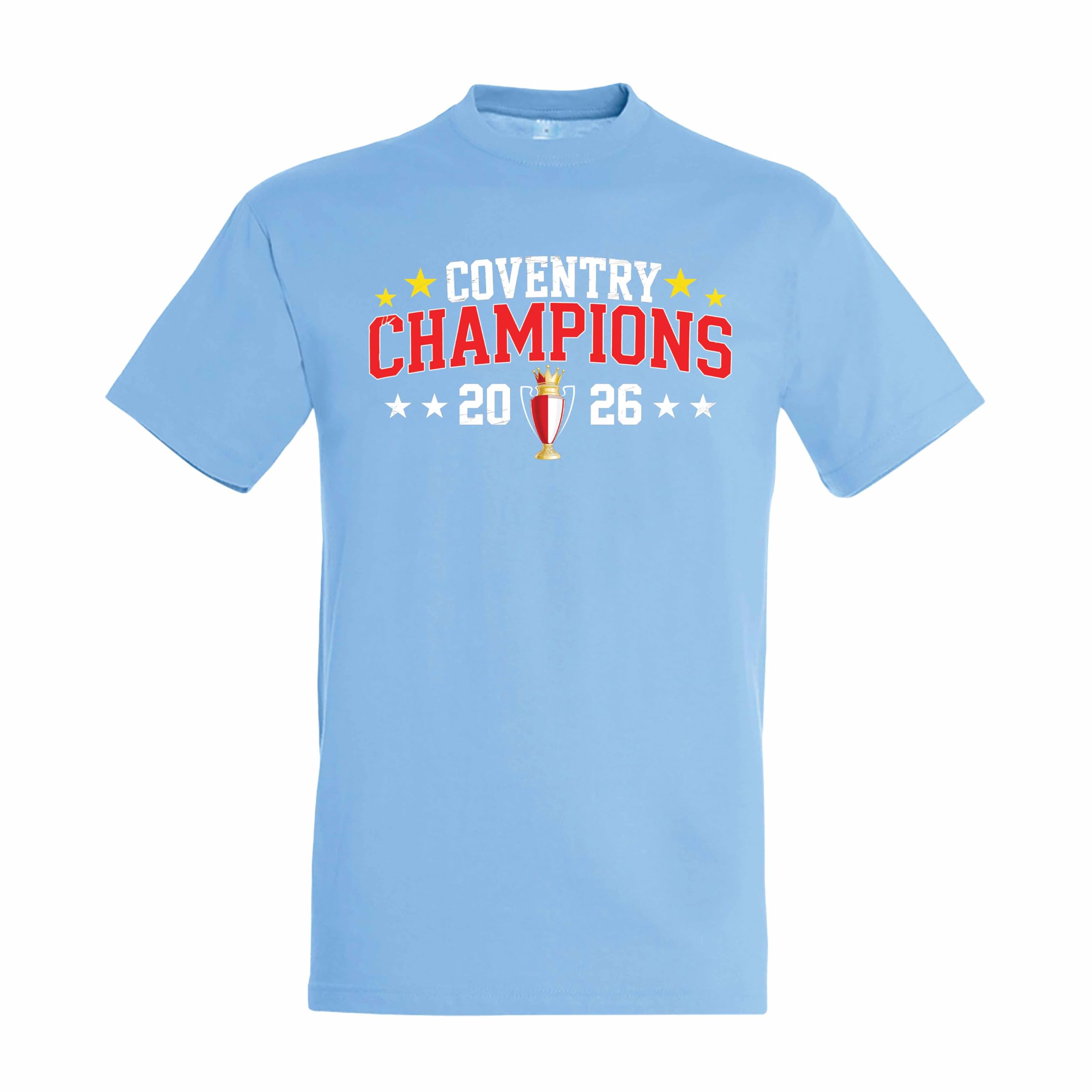 Coventry Champions 2026 T Shirt – Adult Kids Football Winner Graphic Tee, Trophy City Celebration Supporter Fan Shirt Sky Blue XL