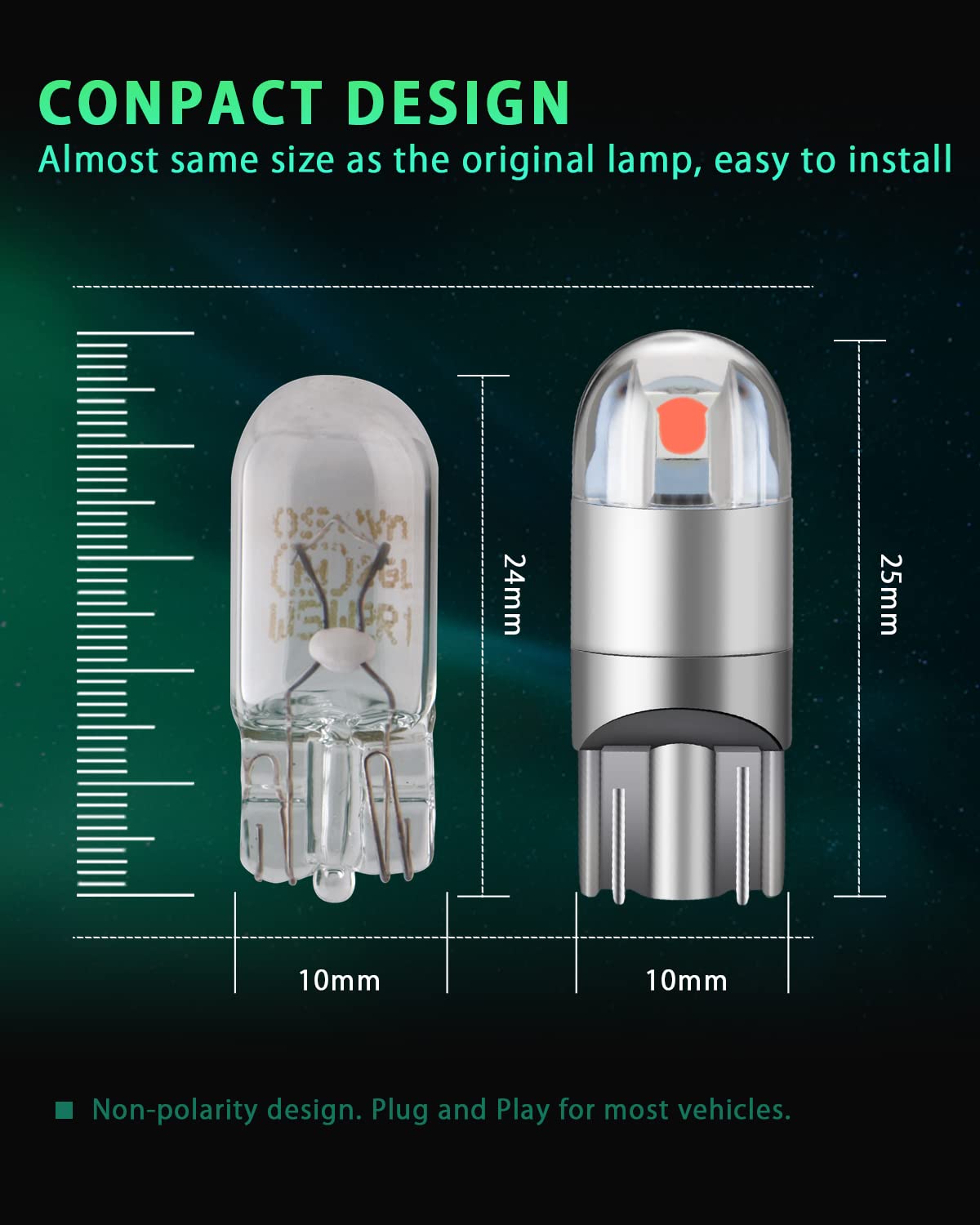 Red Led Light Bulb LASFIT194 LED Bulb, Extremely Bright T10 168 2825 ...
