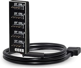 UCINNOVATE PC Fan Hub RGB Splitter LED Strip Lights Extension, 5 Way 12V 4Pin Header Splitter for RGB Sync Compatible with Asus Aura Sync, MSI Mystic Light & Gigabyte RGB Fusion etc.