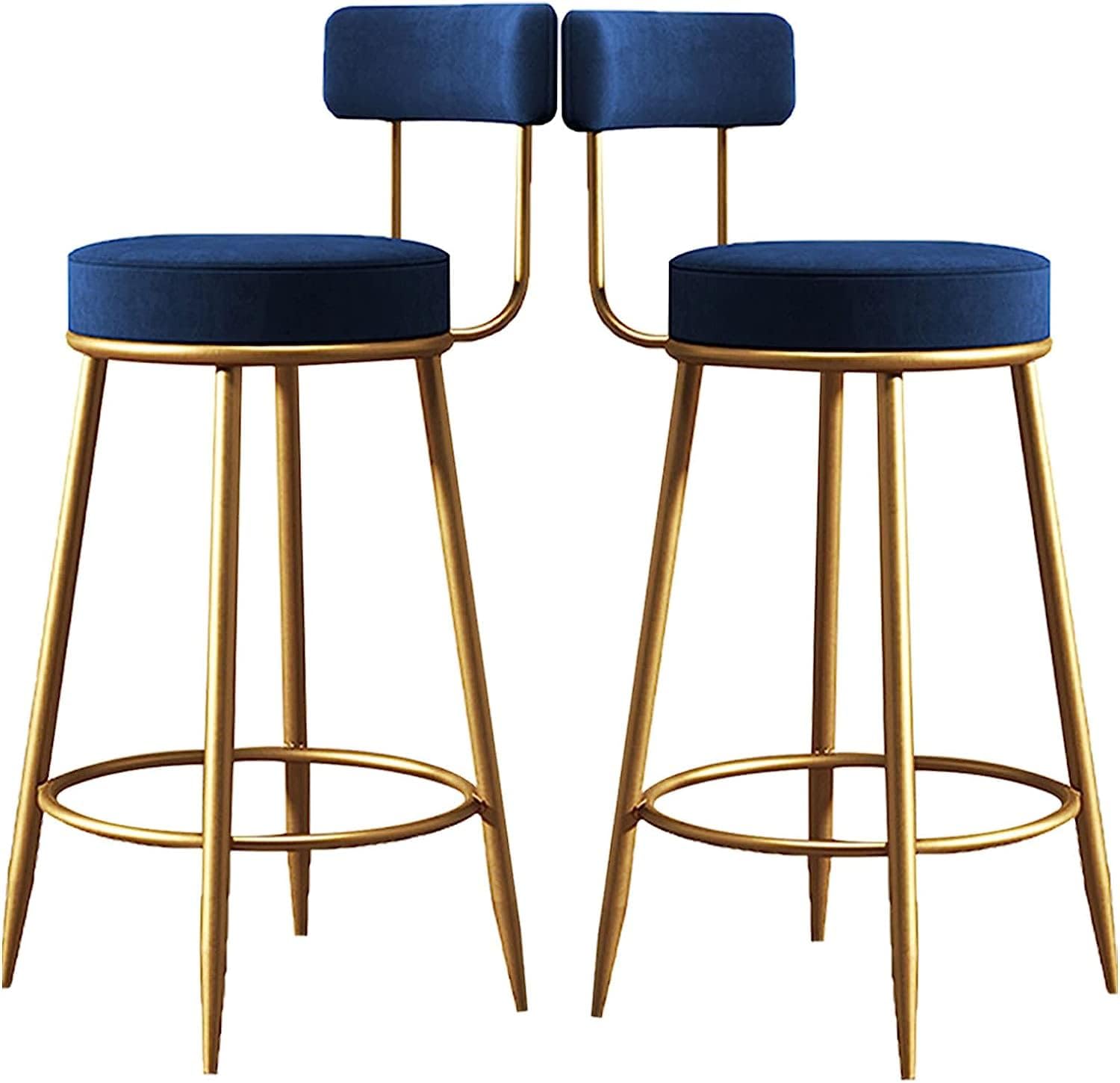 HIARAN Barstools カウンターチェア バースツール 2個セット、背もたれとビームフットレストバーカウンターチェア付きベ