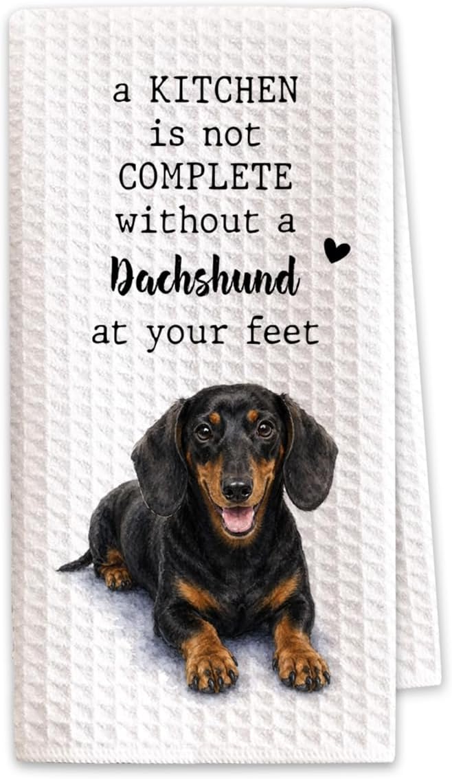 Dachshund Kitchen Towel, Funny Wiener Dog Lover Gift