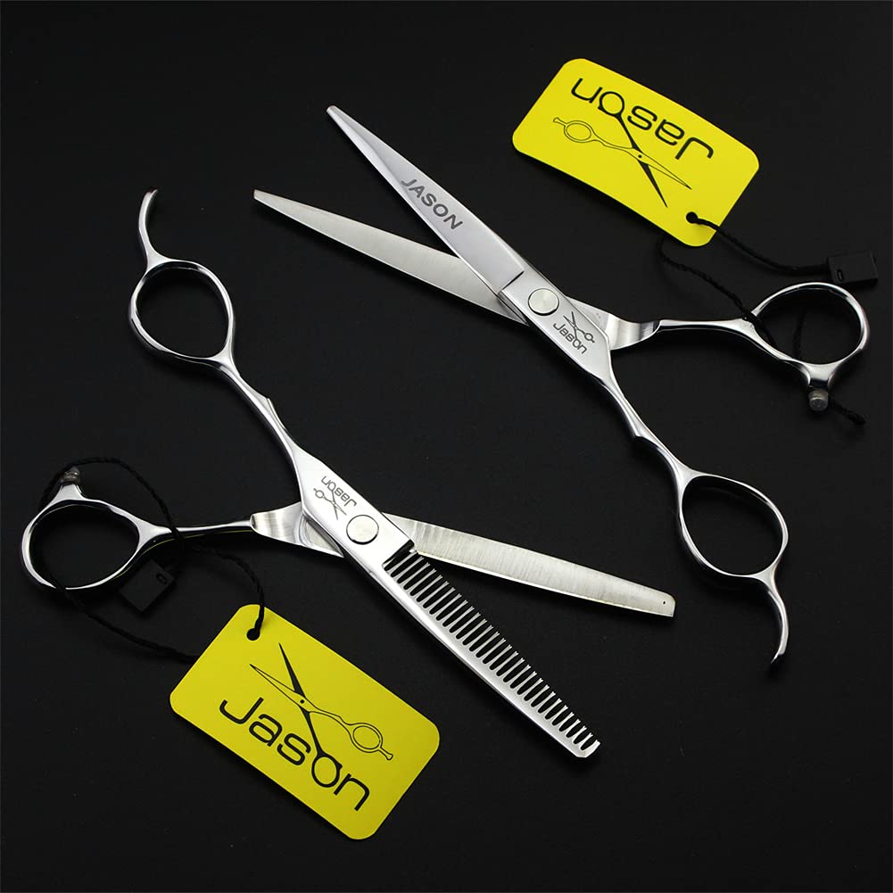 7 Pcs À La Main Gauche Ciseaux À Couper Les Ciseaux À Couper Les Cheveux, en Acier Inoxydable Ciseaux Raides Et Ciseaux D'amincissement, pour Salon, Barbier Ou Utilisation Domestique,5.5 inch