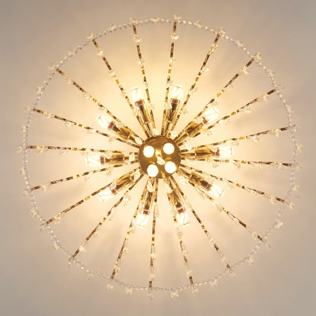 Moderner Kronleuchter Kristall Gold K9 Kristall Pendelleuchte Mit E14 Fassungen Dimmen Für Wohnzimmer, Esszimmer, Schlafzimmer, Büro – Elegante Hängeleuchte Hochwertige Eisen & Kristall