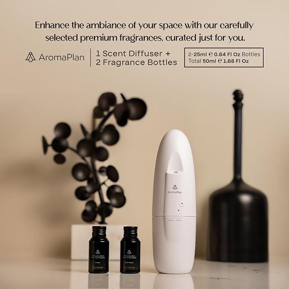 2026 AromaPlan Plug in Diffuser + 2 Scents + App 5 Star Hotel, Waterless | 500 Sq Ft Coverage, Whisper-Quiet, Zero Residue, Free Extra , USA-Made Vegan Fragrances, Safe for Pets & Kids