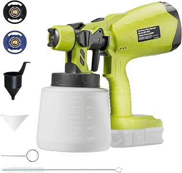 Brushless Cordless Paint Sprayer for Ryobi 18v BatteryBattery Not Included 150 Din/s Viscosity,1000ml/min High Flow,Electric Spray Paint Gun for for House Painting-Tool ONLY