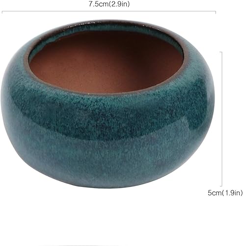 Miniatura 3 de Juego de 2 mini macetas esmaltadas + 4 pantallas de drenaje de malla suave