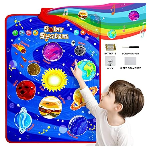Paloura Solar System Toys - Electronic Interactive Educational Talking Poster Learn Names & Songs & Facts & Games of Planet Learning Toys for 3,4,5,6,7,8 Year Old Boys & Girls Gifts for Toddlers/Kids…