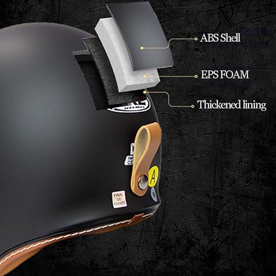 Open Face Motorcycle Helmet with Inner Goggles and Sun Visor, Road Legal ECE Approved Scooter Crash Half Jet Motorbike Helmets for Chopper Moped Scooters Bike Helmet Men