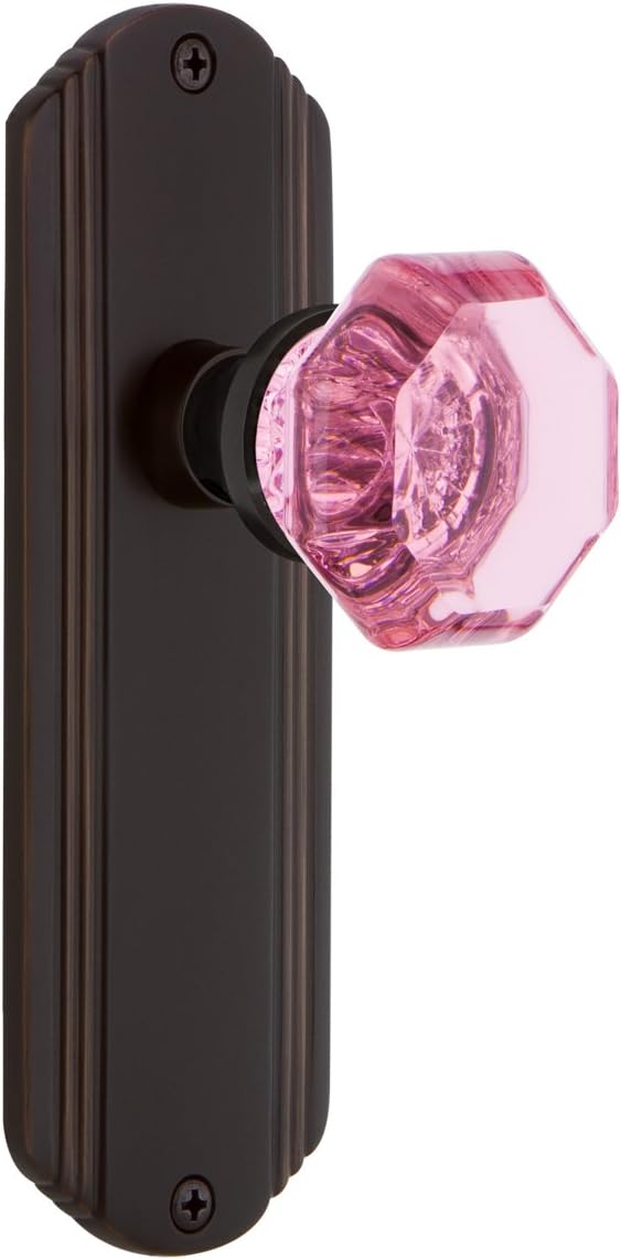 Nostalgic Warehouse 722283 Deco Plate Single Dummy Waldorf Pink Door Knob in Antique Pewter