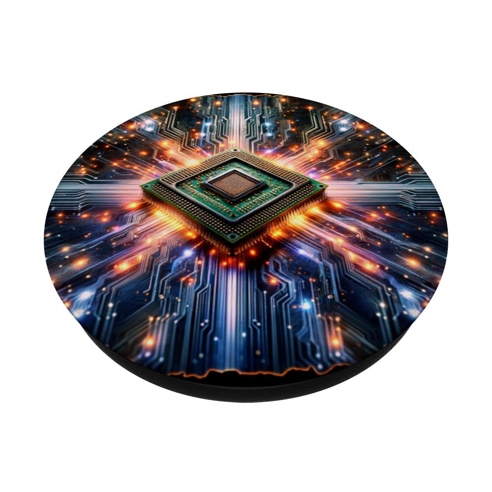 The Digital Brain: The AI CPU Powering Intelligence PopSockets Swappable PopGrip, Black - Image 2