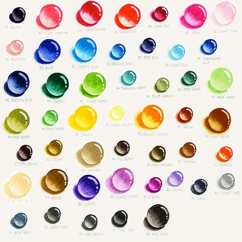 Miniatura 8 de Kuretake Clean pincel de color real para acuarela pincel de plumas (juego de 60 colores)