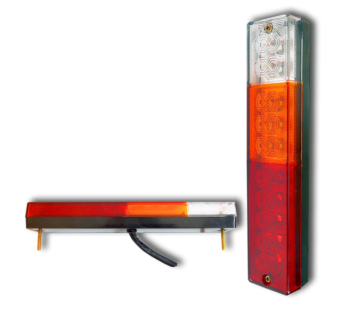 2 x LED MULTI-VOLT UNITS REAR LIGHTS TAIL/DL/BRAKE/REVERSE COMBINATION LAMPS FOR TRUCK CAMPER LORRY CARAVAN MOTORHOME PICKUP VAN CAR TRAILER BUS WAGON TRACTOR 4x4 OFF ROAD UNIVERSAL USAGE