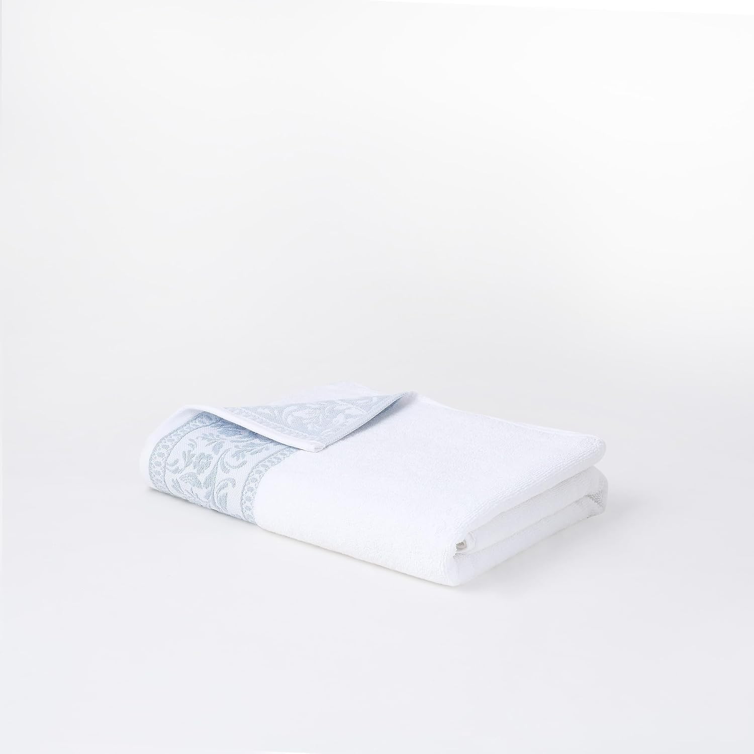 Modern Threads Allie 6-Piece 100% Cotton Towel Set – Jacquard Floral Border – Includes 2 Bath Towels, 2 Hand Towels, 2 Washcloths – Absorbent, Quick Dry, Soft & Durable – Light Blue