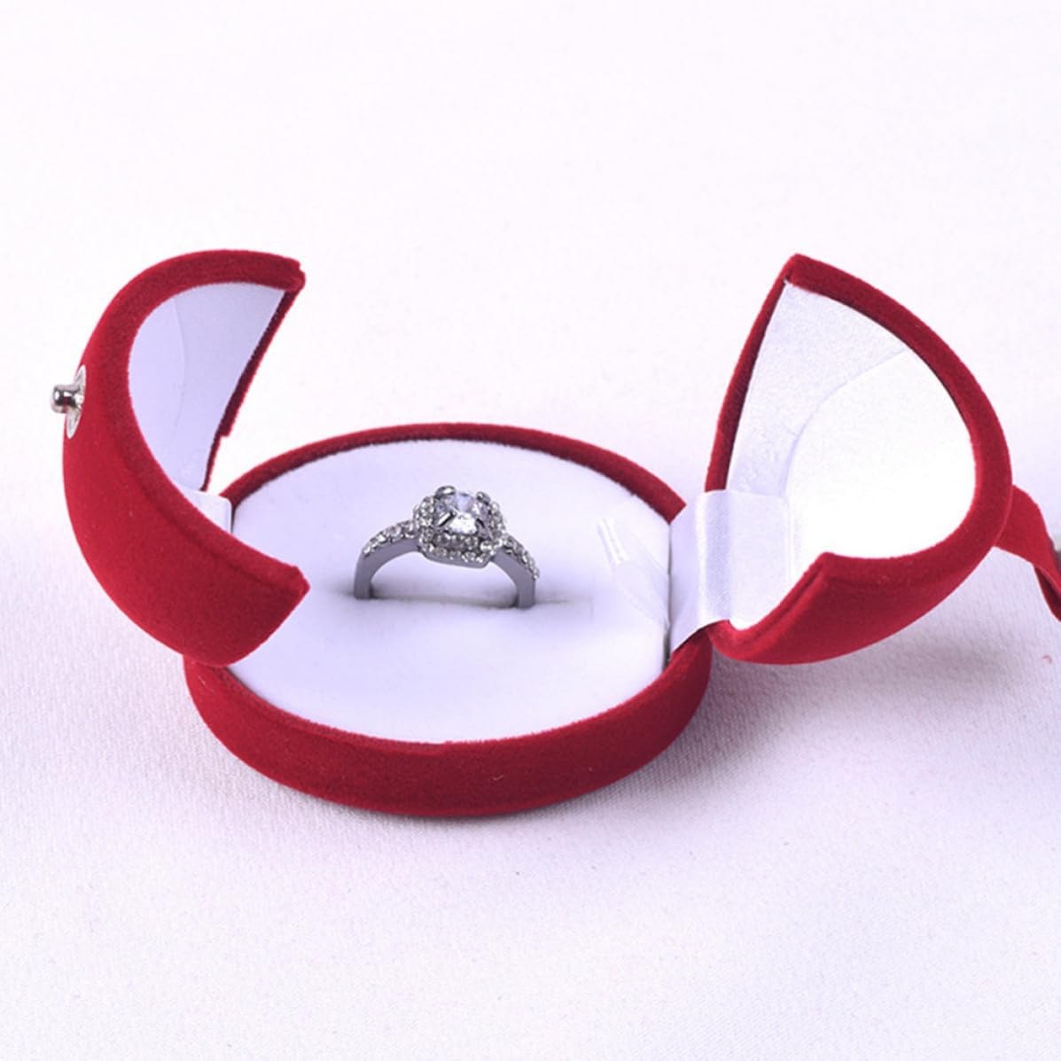 IMIKEYA Egg Shape Jewelry Case Red Flannel Ring Storage Box for Women image 3