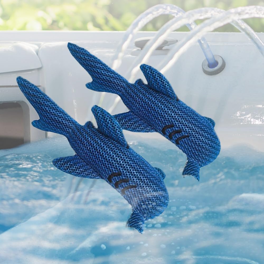 Hot Tub Scum Absorber, 2 pack Shark for Inside Surface Essential Hot Tub Accessories, Hot Tub Sponge for Scum Reusable Spa & Pool Cleaner, Hot Tub Oil Scum Absorber, Keeps Your Hot Tub Water Clean