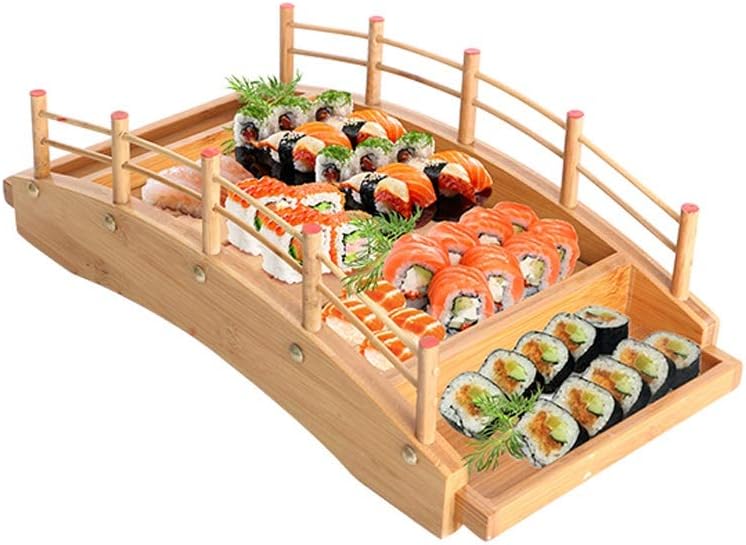 GYJ Sushi Boat, Japanese Sushi Sashimi Plate, Sashimi Platter Dragon Boat Sushi Plate, Japanese Dish fashion (Color : Bamboo, Size : 43cm)