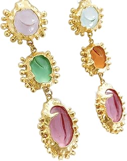 حلق مرصع باحجار الراين الملونه، الزنك، متعدد الألوان