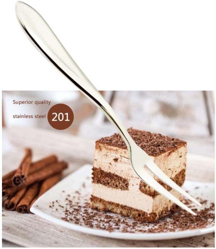 Luxshiny Fruit Forks 3 pcs Stainless Steel 2 Prong Forks 6.49 inch Flatware for Appetizers Desserts Fruit Picks Home Restaurant Hotel Party Serving