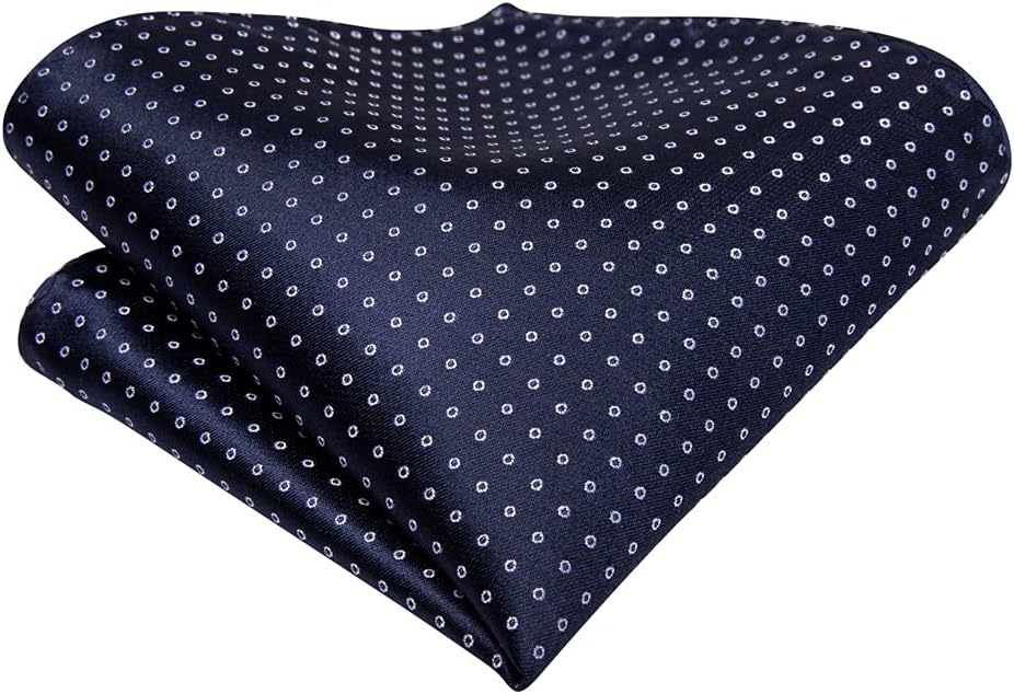 Men Silk Tie Set Navy Dot Pocket Square Wedding Necktie Self Tie British Vintage Formal Carvat