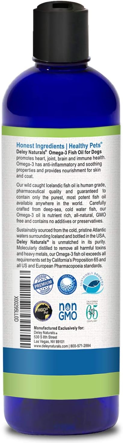 Wild Caught Fish Oil for Dogs - Omega 3-6-9, GMO Free - Reduces Shedding, Supports Skin, Coat, Joints, Heart, Brain, Immune System - Highest EPA & DHA Potency - Only Ingredient is Fish (4oz) : Pet Supplies