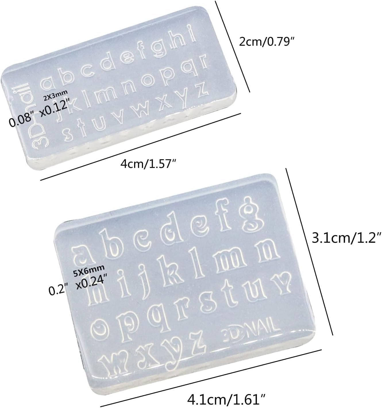 5Pcs Clear Silicone Nail Carving Molds 3D Various Size Numeric Letters Nail Stamping Stencils UV Gel Polish Manicure Mould Nail Art Molds 3D Silicone for Acrylic Rhinestones Nail Art Accessories