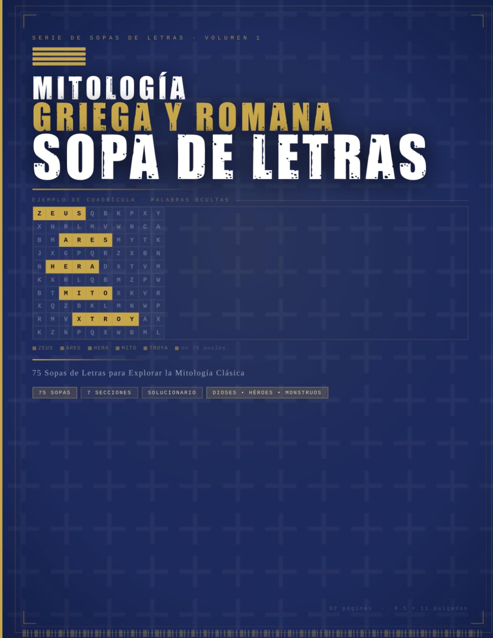 Mitología Griega y Romana — Sopa de Letras: 75 Sopas de Letras con Dioses, Héroes, Monstruos, Lugares Sagrados y el Legado Clásico