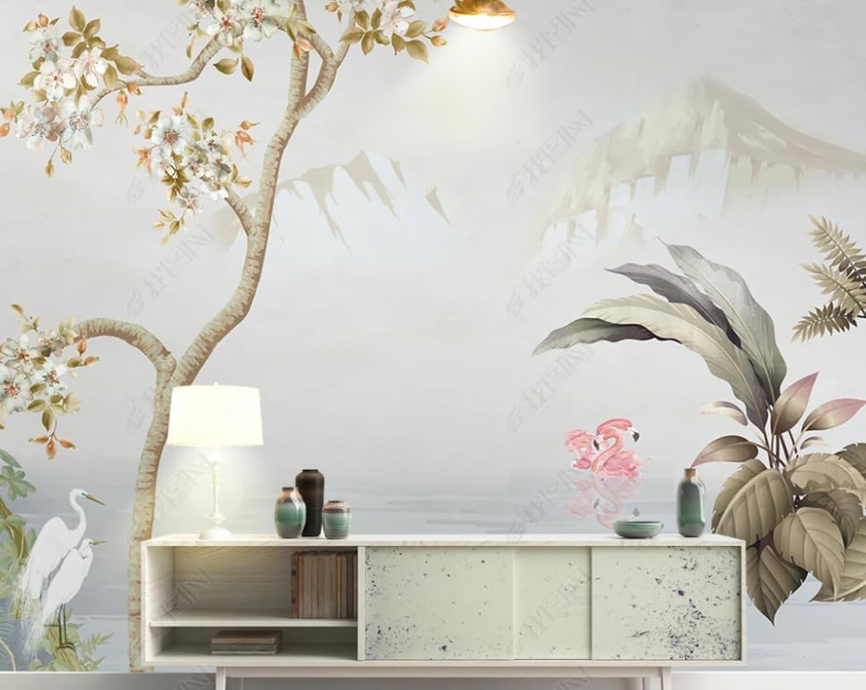 Papier peint intissé paysage végétal fresque artistique haut de gamme 200x140cm