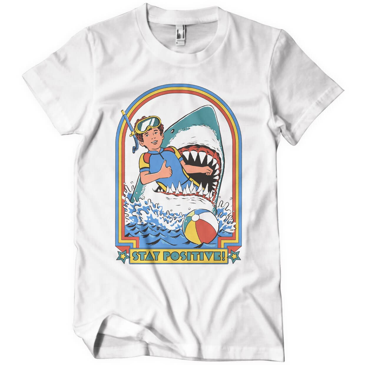 Steven Rhodes Officially Licensed Stay Positive Mens T-Shirt (White), Large